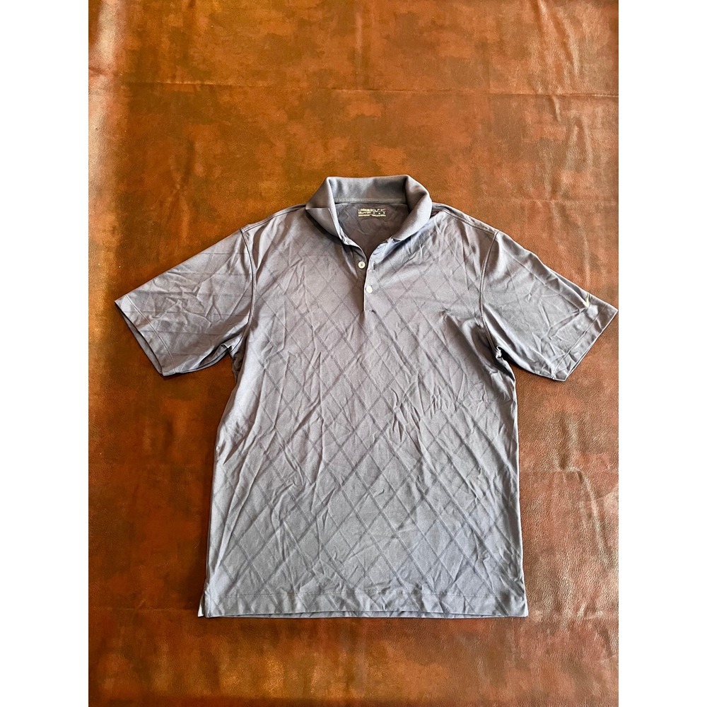 Nike Golf Mens NikeFIT DRY Diamond Jacquard Polo Shirt Blue Gray Medium